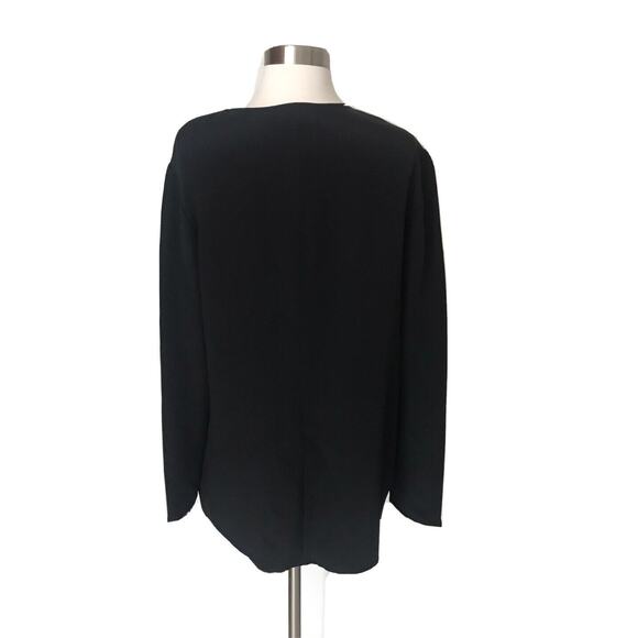 Bloomingdale's Black Women Silk Blouse Top Size 8 Long Sleeve Rectangle Button - Picture 8 of 11